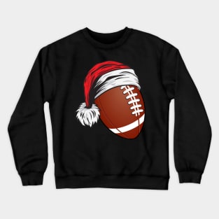 Christmas Football Ball With Santa Hat - Funny Sport X-mas print Crewneck Sweatshirt